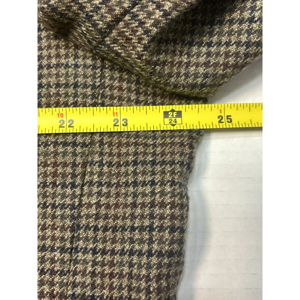 Vintage Lauren‎ Ralph Lauren 48L Wool Sport Coat Blazer Brown Houndstooth Jacket